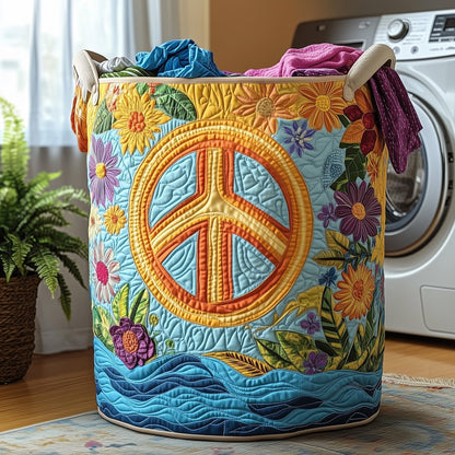 Hippe Peace Sign Quilted Laundry Basket GFTOHD10168