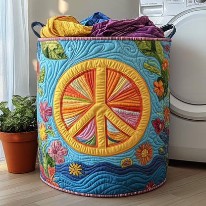 Hippe Peace Sign Quilted Laundry Basket GFTOHD10169
