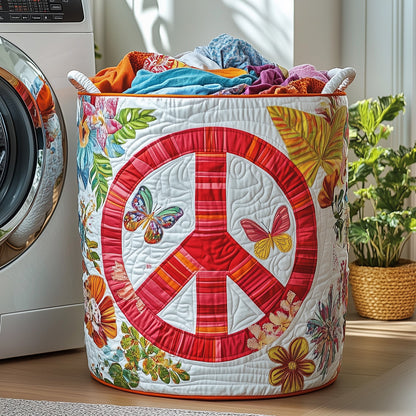 Hippe Peace Sign Quilted Laundry Basket GFTOHD10171