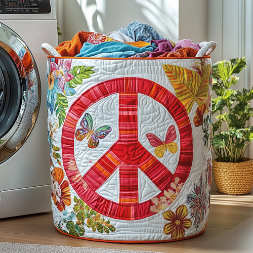 Hippe Peace Sign Quilted Laundry Basket GFTOHD10171