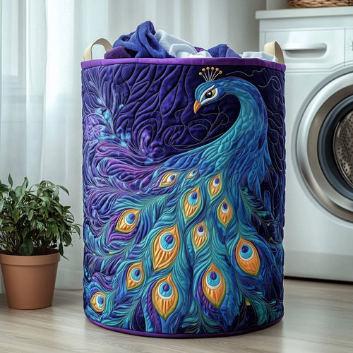 Elegant Peacock Quilted Laundry Basket GFTOHD10173