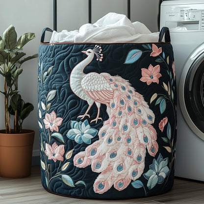 Elegant Peacock Quilted Laundry Basket GFTOHD10180