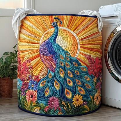 Elegant Peacock Quilted Laundry Basket GFTOHD10181