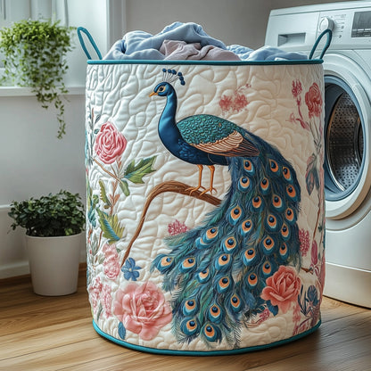 Elegant Peacock Quilted Laundry Basket GFTOHD10182