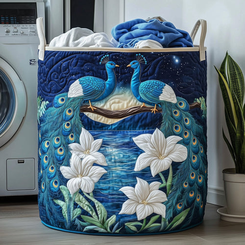 Elegant Peacock Quilted Laundry Basket GFTOHD10185