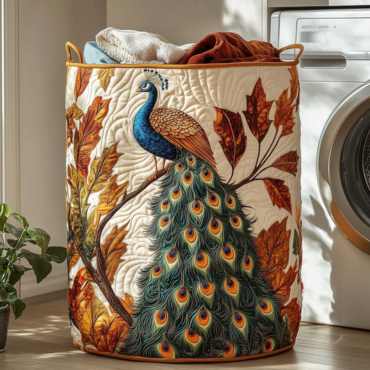 Elegant Peacock Quilted Laundry Basket GFTOHD10186