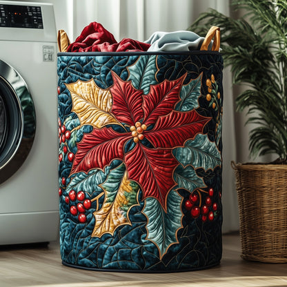 Poinsettia Charm Quilted Laundry Basket GFTOHD10191