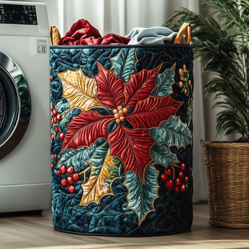 Poinsettia Charm Quilted Laundry Basket GFTOHD10191