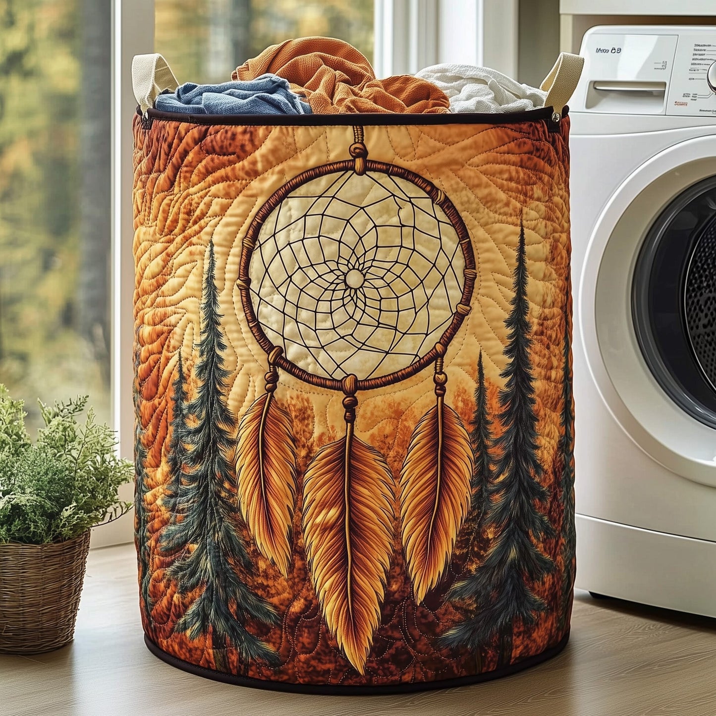 Dreamcatcher Serenity Quilted Laundry Basket GFTOHD10220