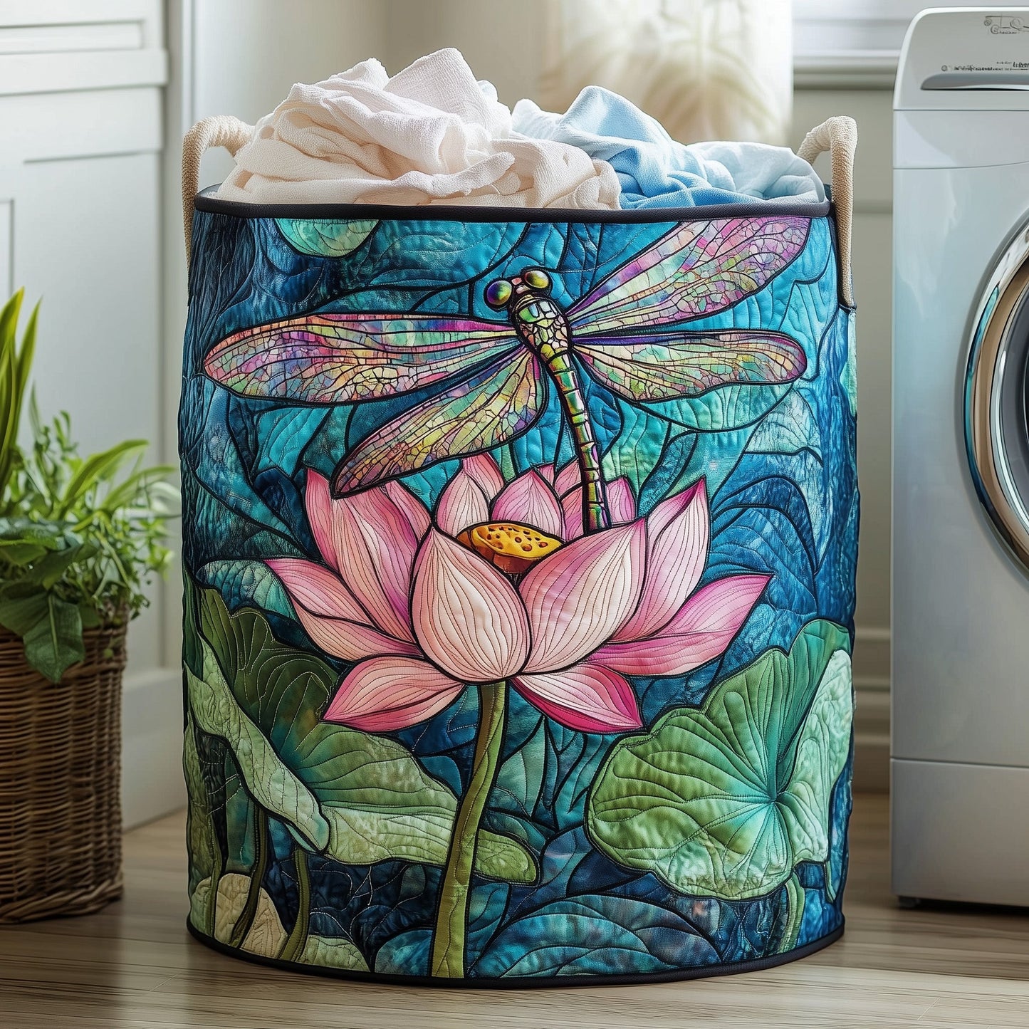 Elegant Dragonfly Quilted Laundry Basket GFTOHD10234