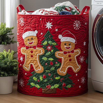 Festive Gingerbread Quilted Laundry Basket GFTOHD10277