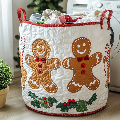 Festive Gingerbread Quilted Laundry Basket GFTOHD10282