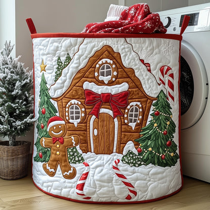 Festive Gingerbread Quilted Laundry Basket GFTOHD10287