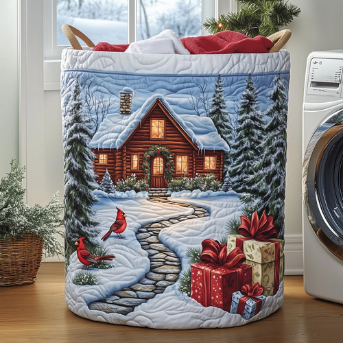 Snow Cabin Quilted Laundry Basket GFTOHD10302