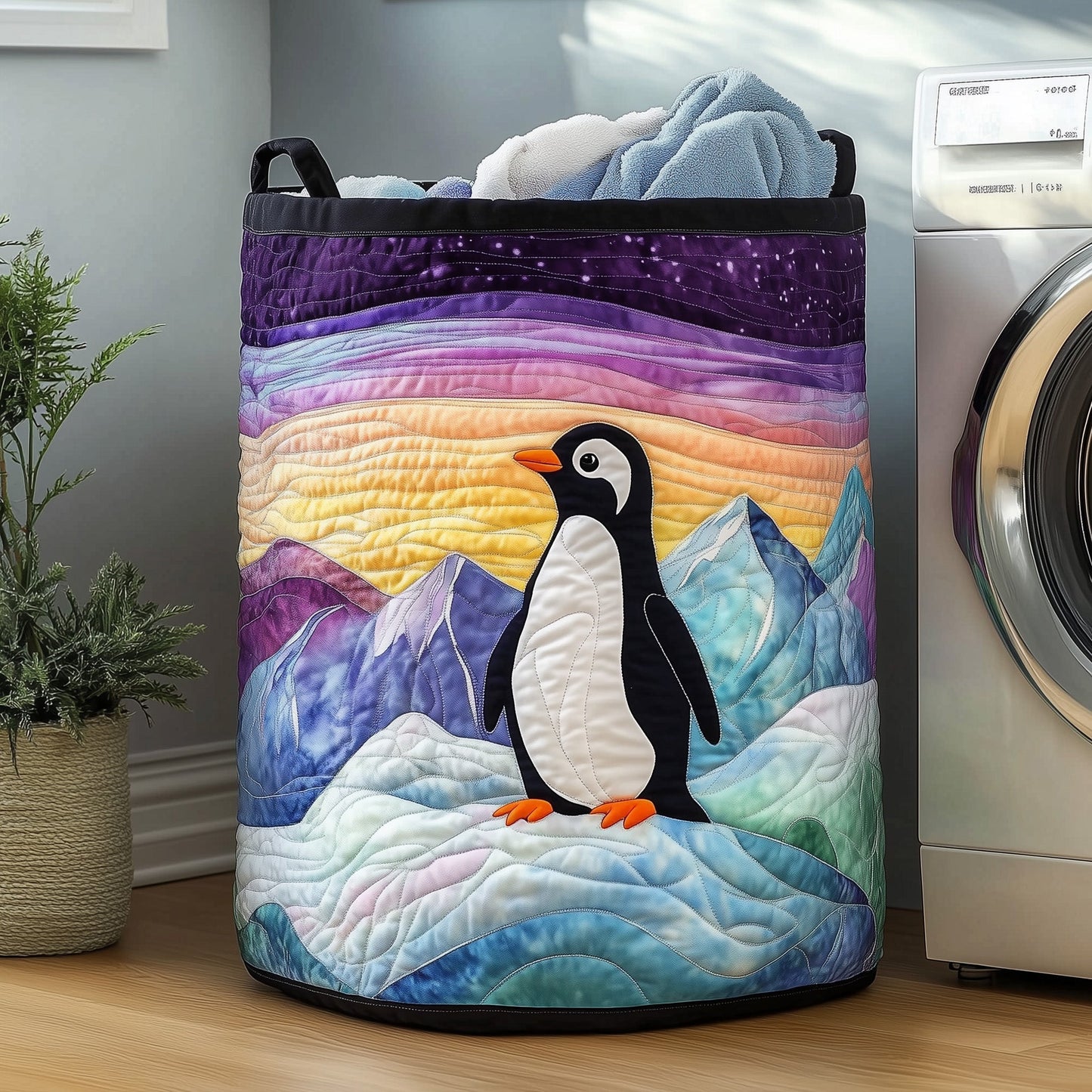 Penguin Heaven Quilted Laundry Basket GFTOHD10308