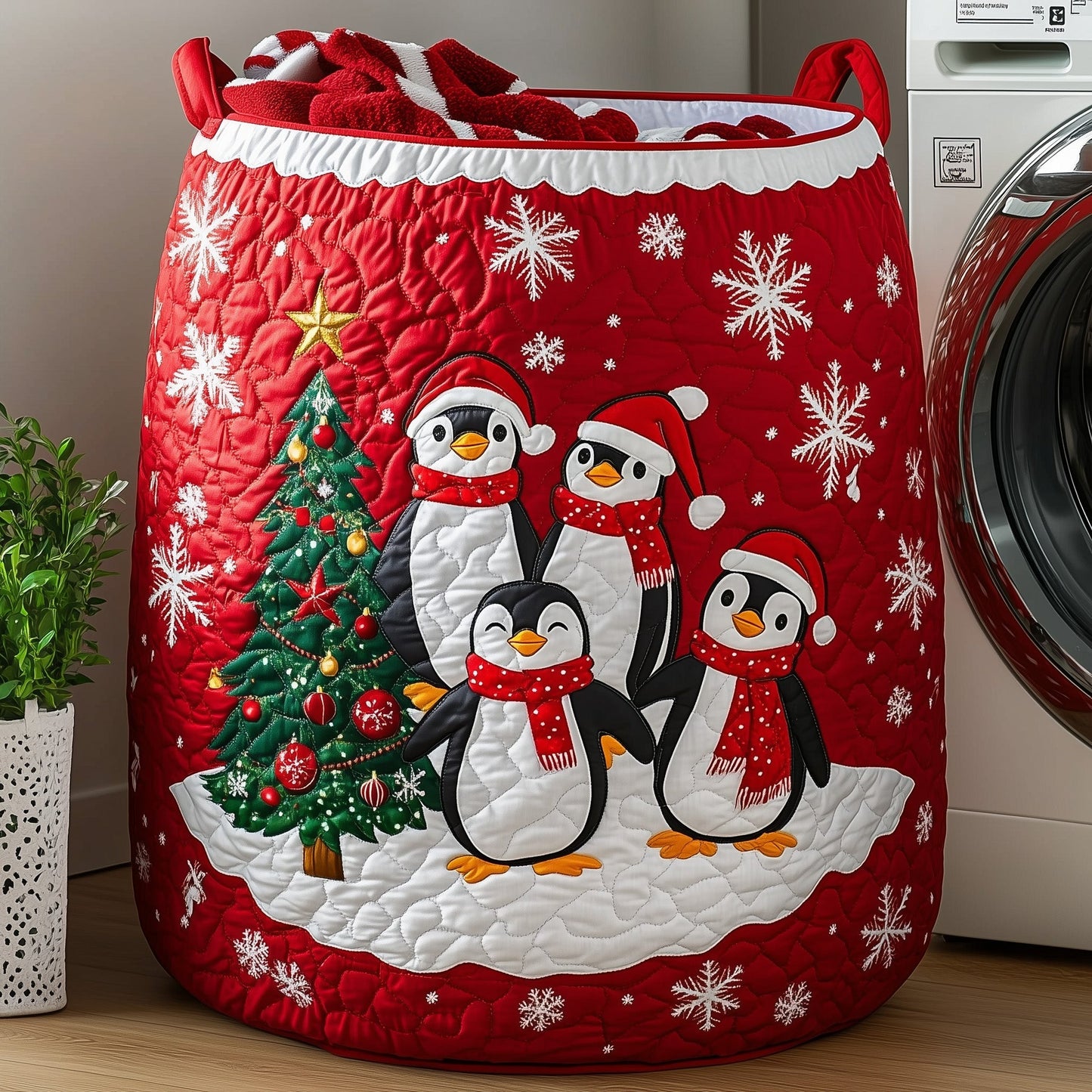 Penguin Heaven Quilted Laundry Basket GFTOHD10313