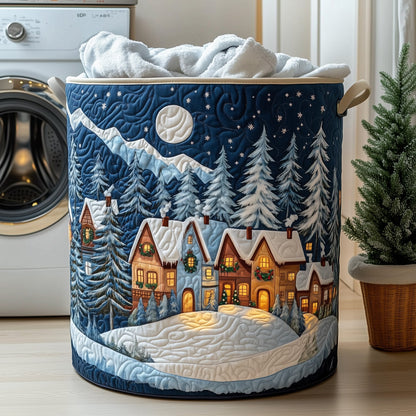 Peaceful Snow Village Quilted Laundry Basket GFTOHD10327