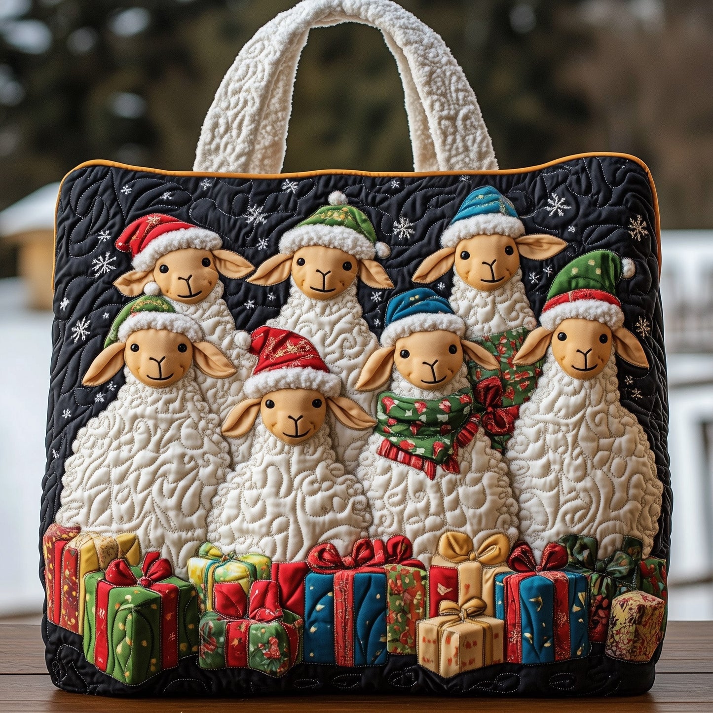 Christmas Sheep Heaven Quilted Tote Bag GFTOHD10363