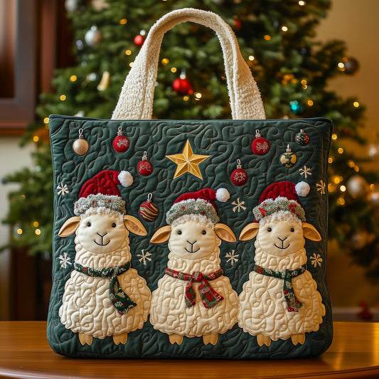 Cozy Holiday Lambs Quilted Tote Bag GFTOHD10369