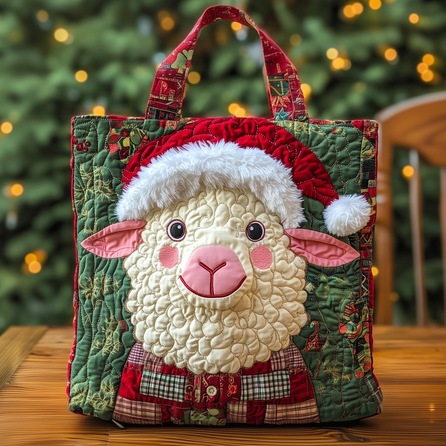 Christmas Sheep Heaven Quilted Tote Bag GFTOHD10370