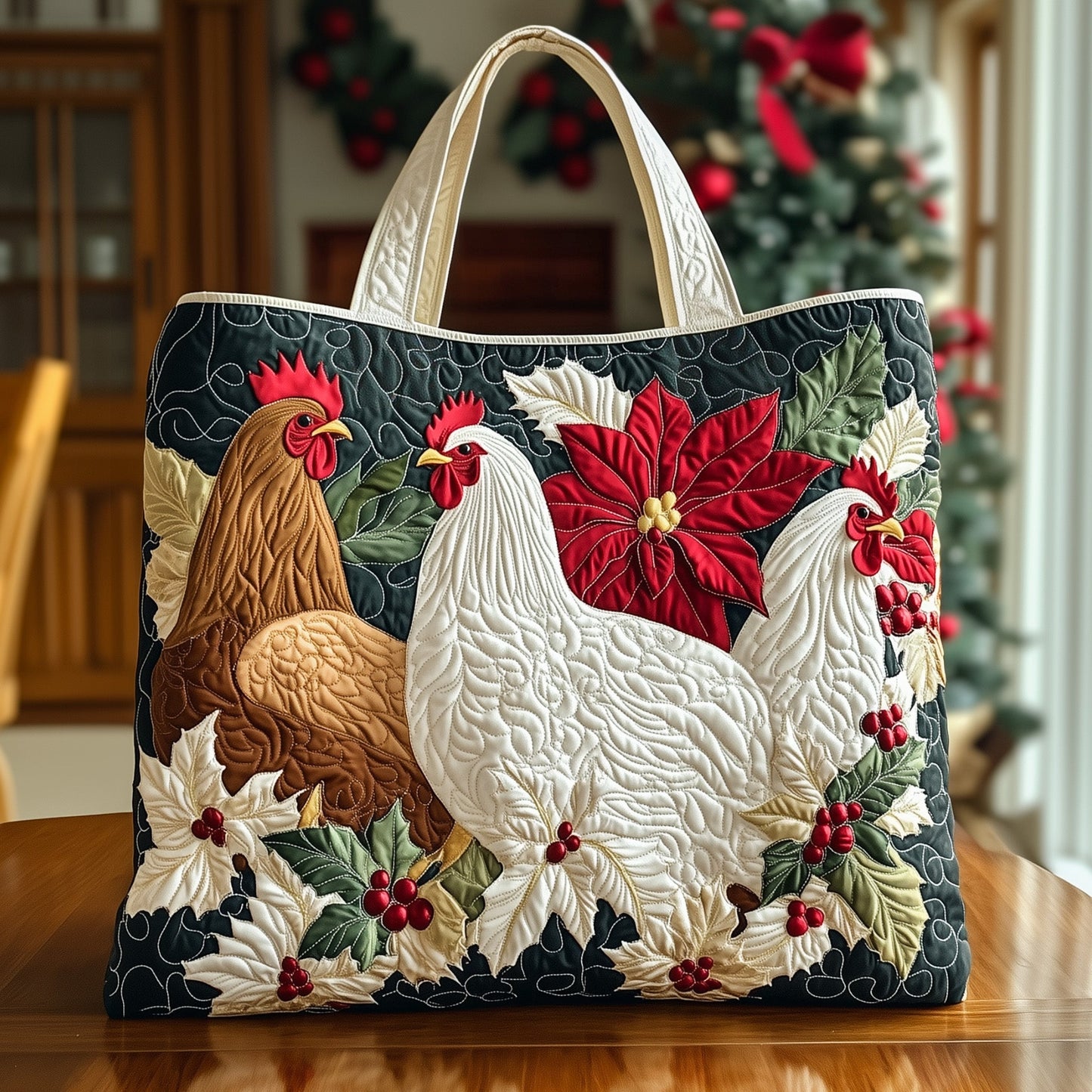 Festive Chicken Quilted Tote Bag GFTOHD10376