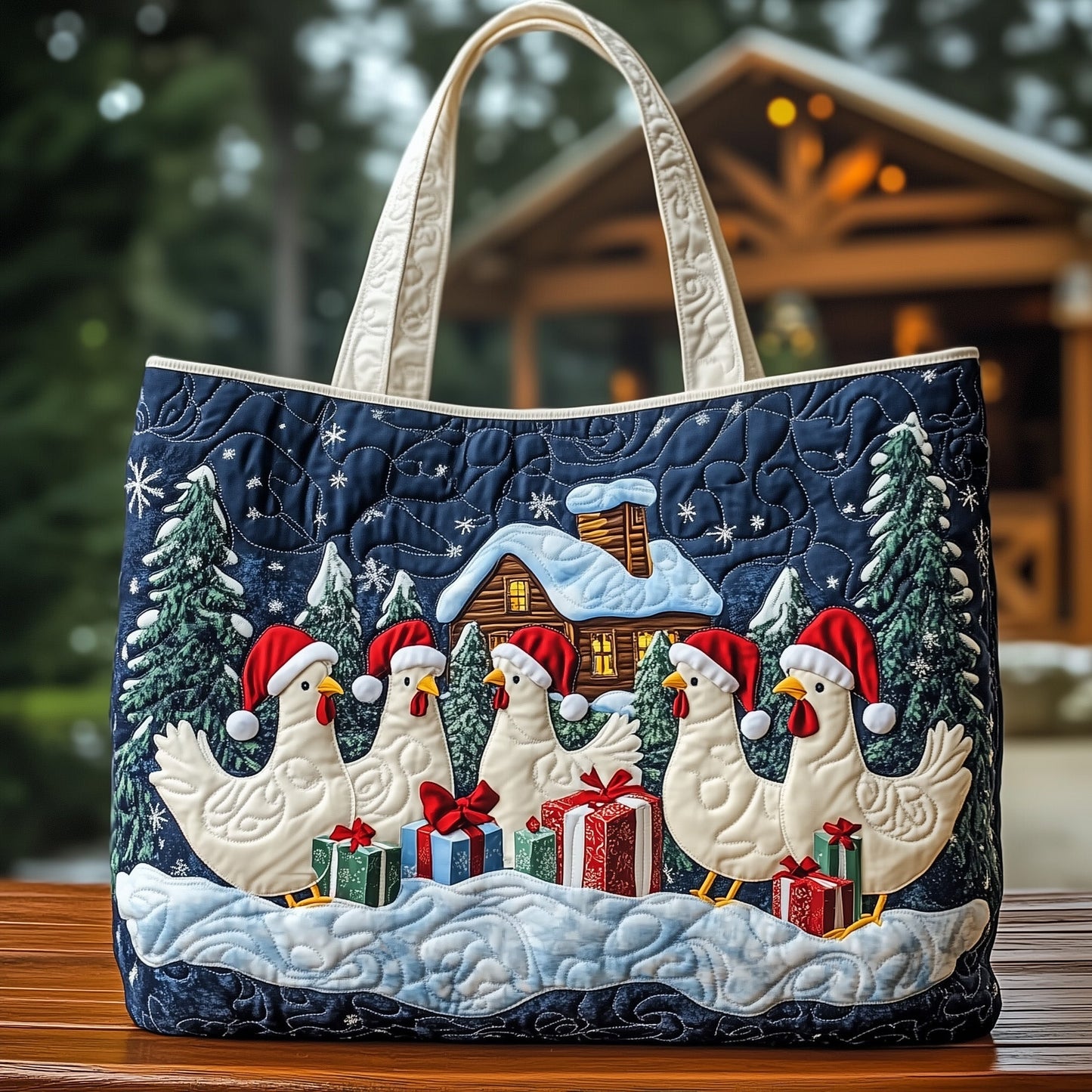 The Christmas Cluckers Quilted Tote Bag GFTOHD10379