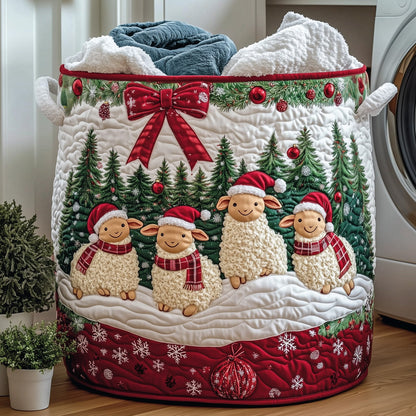 Christmas Sheep Heaven Quilted Laundry Basket GFTOHD10410