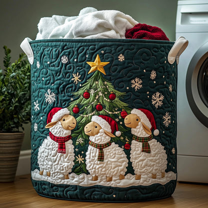 Christmas Sheep Heaven Quilted Laundry Basket GFTOHD10414