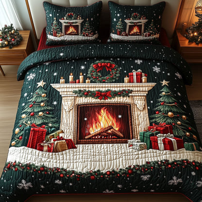 Cozy Christmas Fireplace Duvet Cover Set GFTOHD10460