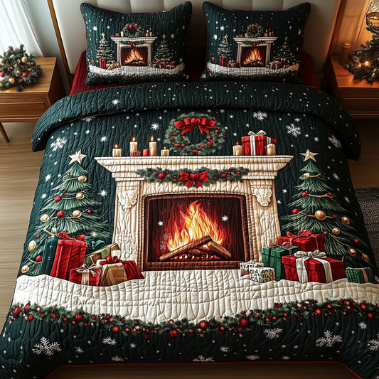 Cozy Christmas Fireplace Duvet Cover Set GFTOHD10460