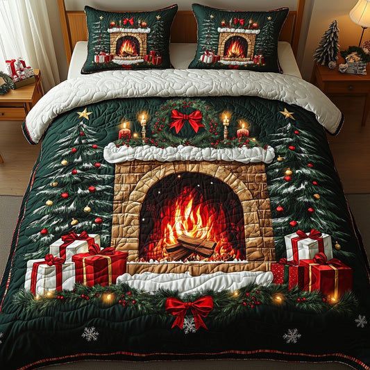 Cozy Christmas Fireplace Duvet Cover Set GFTOHD10461
