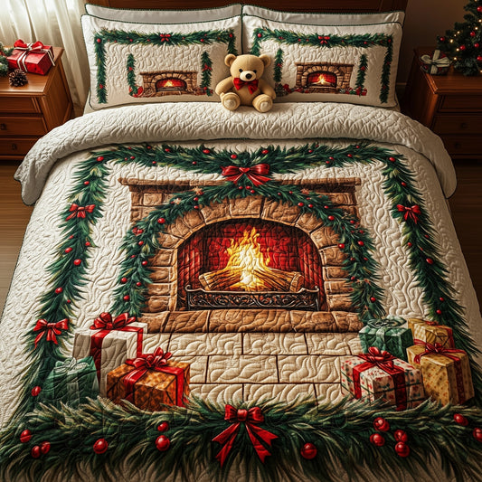 Cozy Christmas Fireplace Duvet Cover Set GFTOHD10463