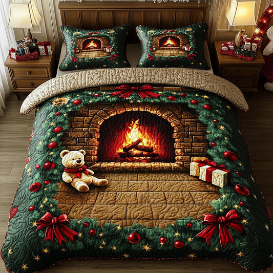 Cozy Christmas Fireplace Duvet Cover Set GFTOHD10464