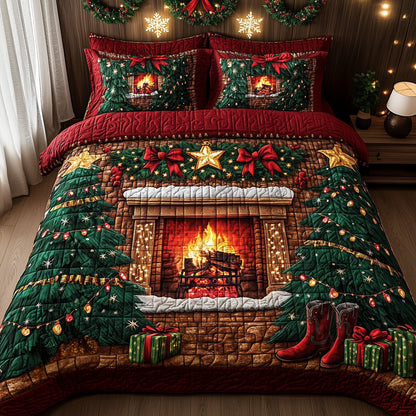 Cozy Christmas Fireplace Duvet Cover Set GFTOHD10466
