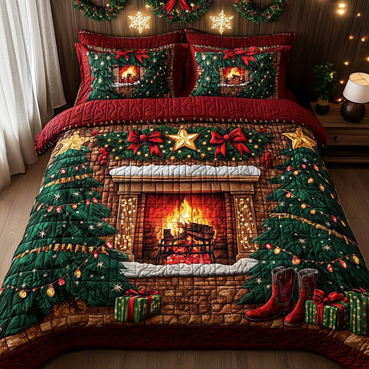 Cozy Christmas Fireplace Duvet Cover Set GFTOHD10466