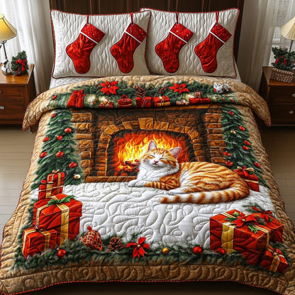 Cozy Christmas Fireplace Duvet Cover Set GFTOHD10467