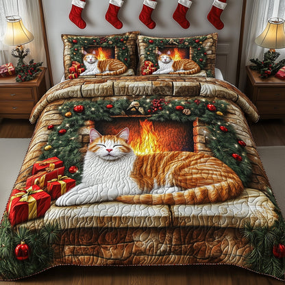 Cozy Christmas Fireplace Duvet Cover Set GFTOHD10468