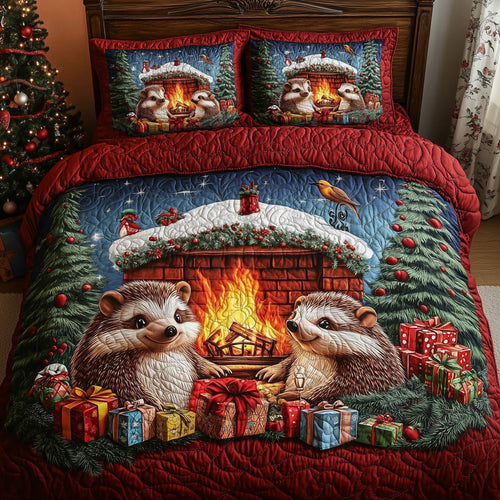 Cozy Christmas Fireplace Duvet Cover Set GFTOHD10470