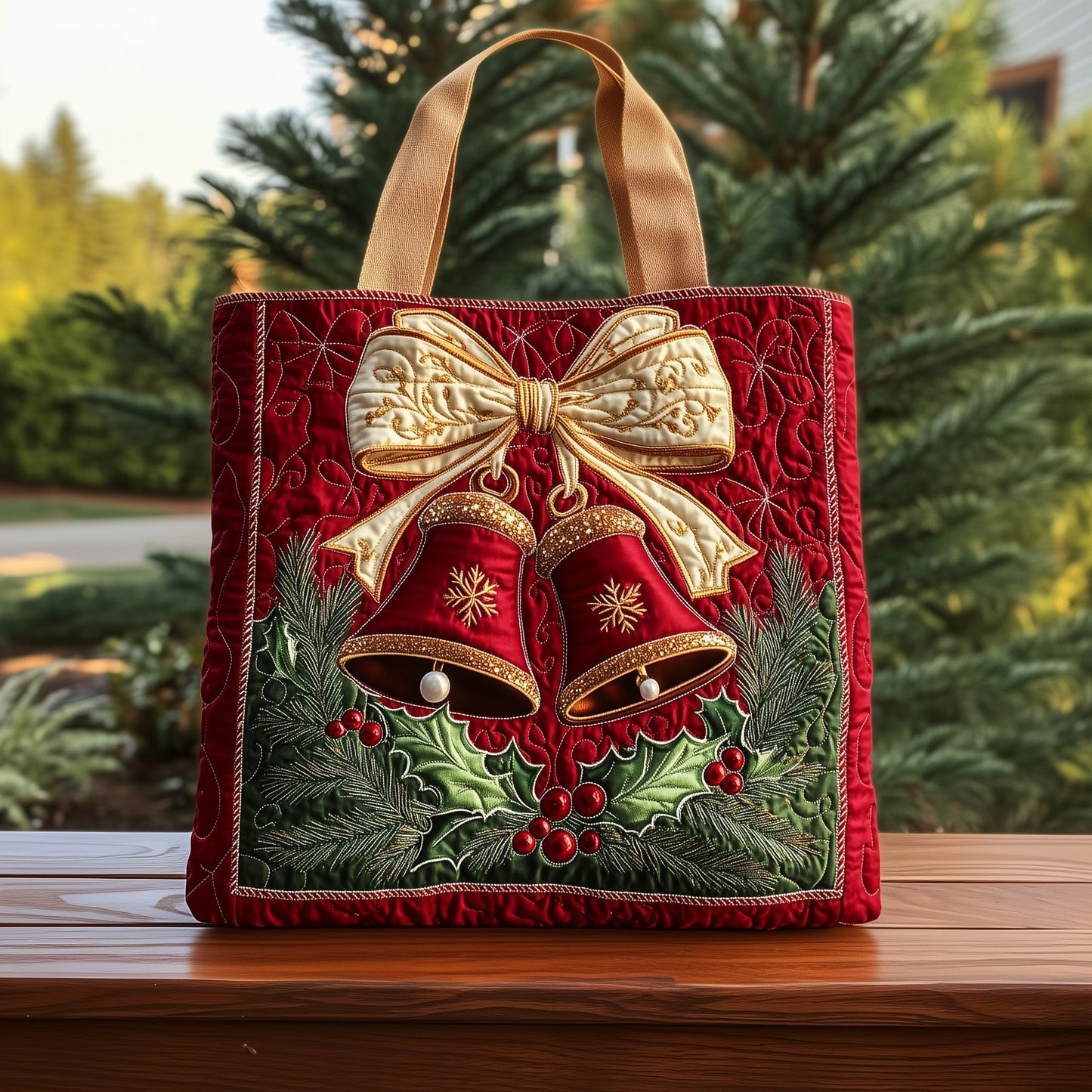 Christmas Bells Quilted Tote Bag GFTOHD10477