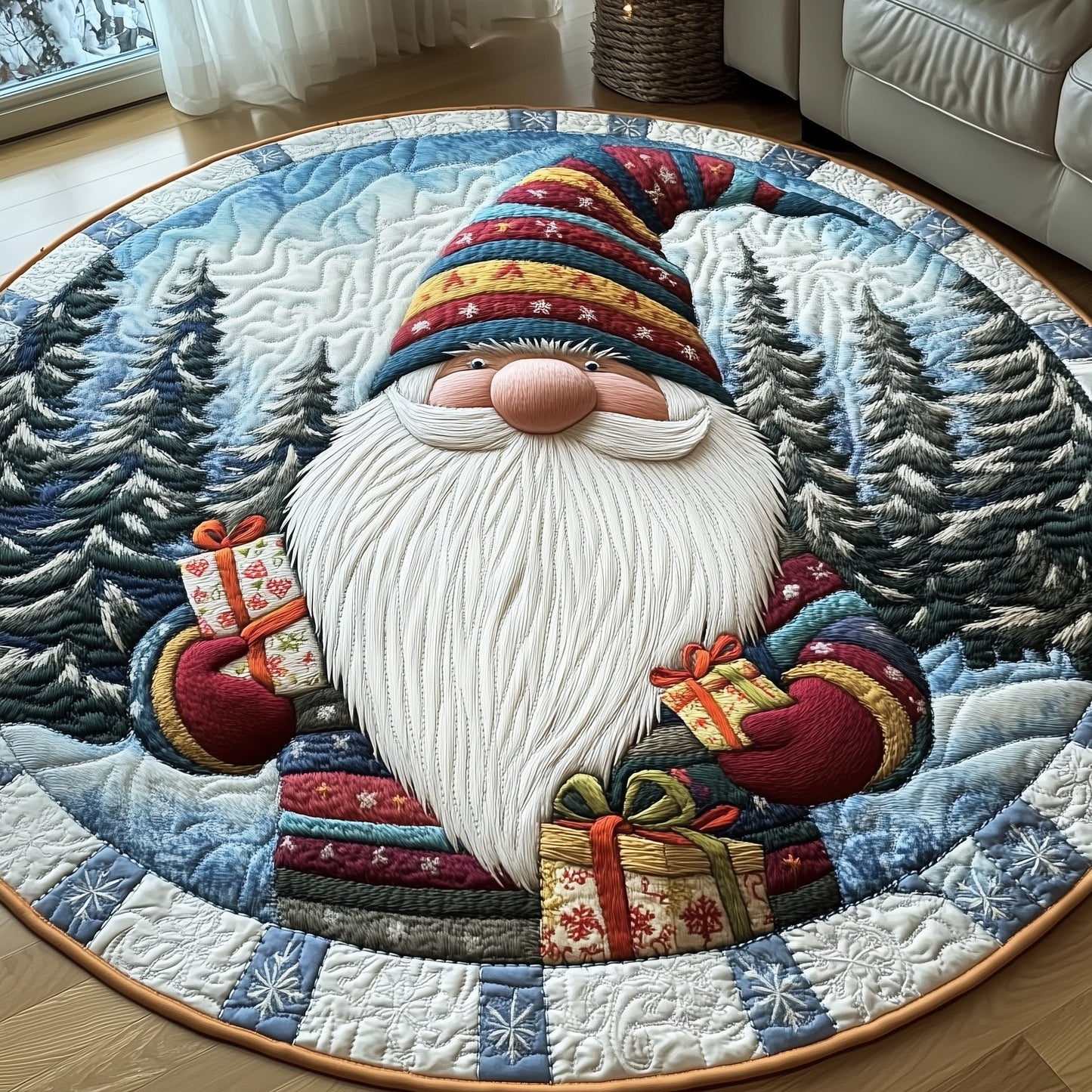 Winter Gnomes Quilted Round Mat GFTOHD10512