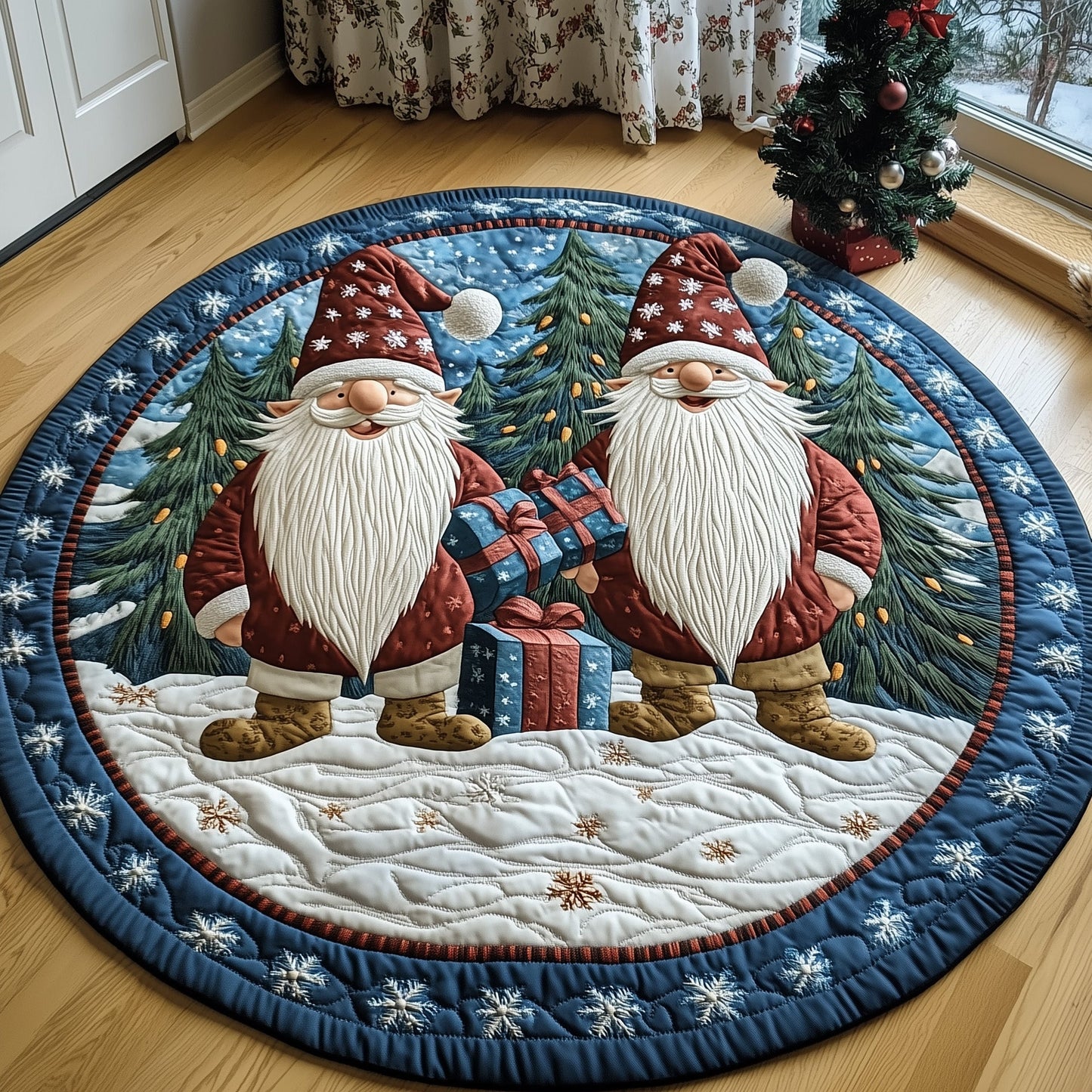 Winter Gnomes Quilted Round Mat GFTOHD10513
