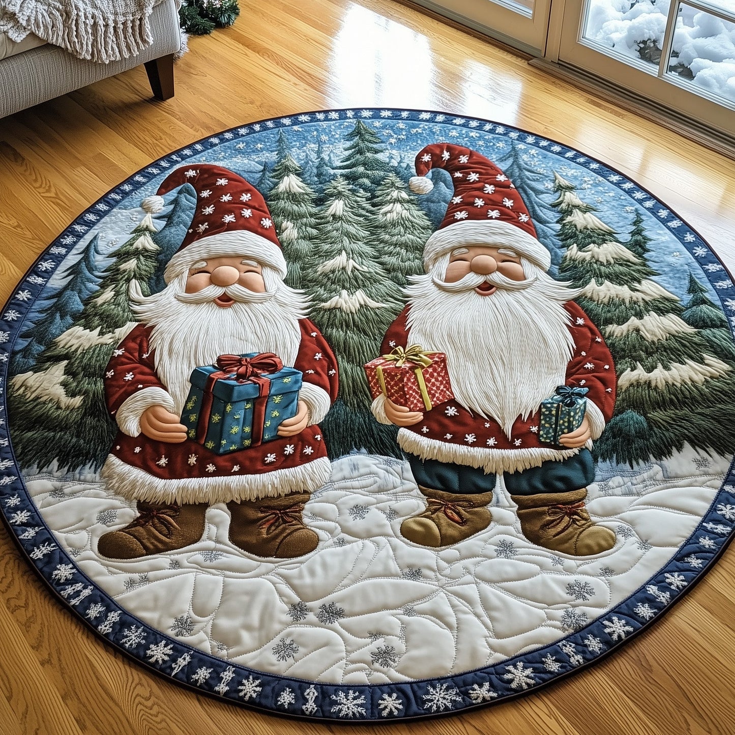 Winter Gnomes Quilted Round Mat GFTOHD10514