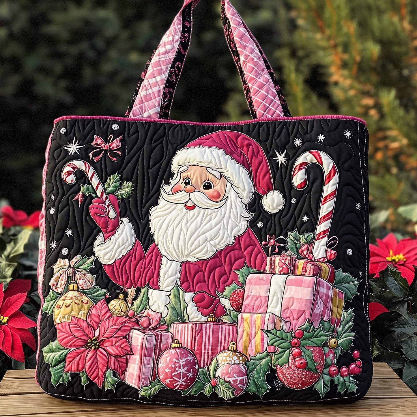 Joyful Santa Quilted Tote Bag GFTOHD10524