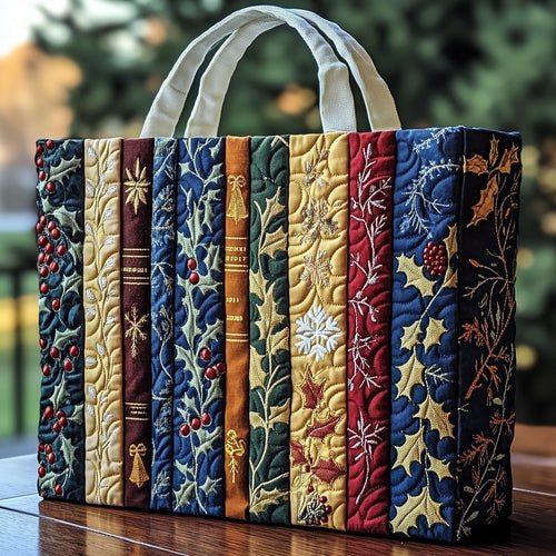 Festive Bookish Quilted Tote Bag GFTOHD10529