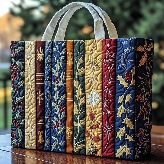 Festive Bookish Quilted Tote Bag GFTOHD10529