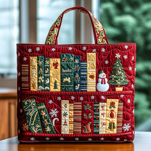 Festive Bookish Quilted Tote Bag GFTOHD10531