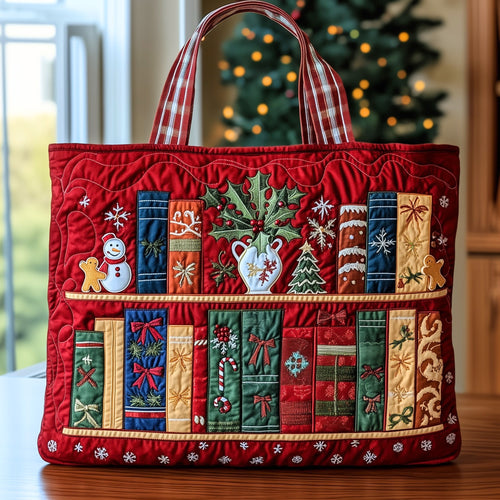 Festive Bookish Quilted Tote Bag GFTOHD10532