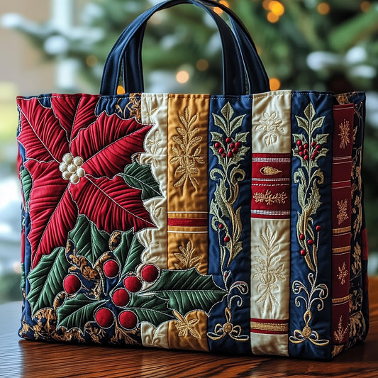Festive Bookish Quilted Tote Bag GFTOHD10533