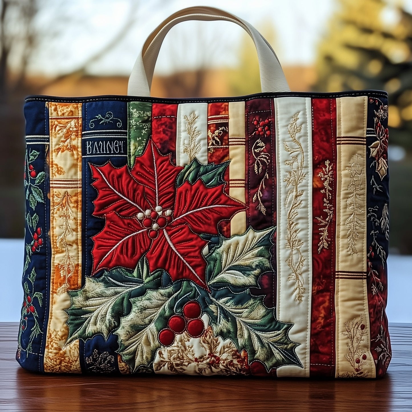 Festive Bookish Quilted Tote Bag GFTOHD10534
