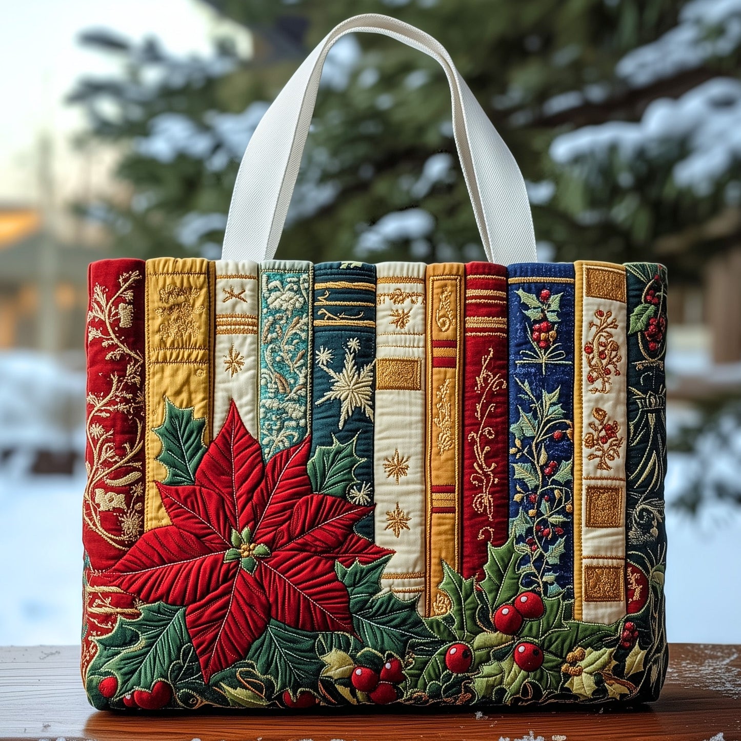 Festive Bookish Quilted Tote Bag GFTOHD10535
